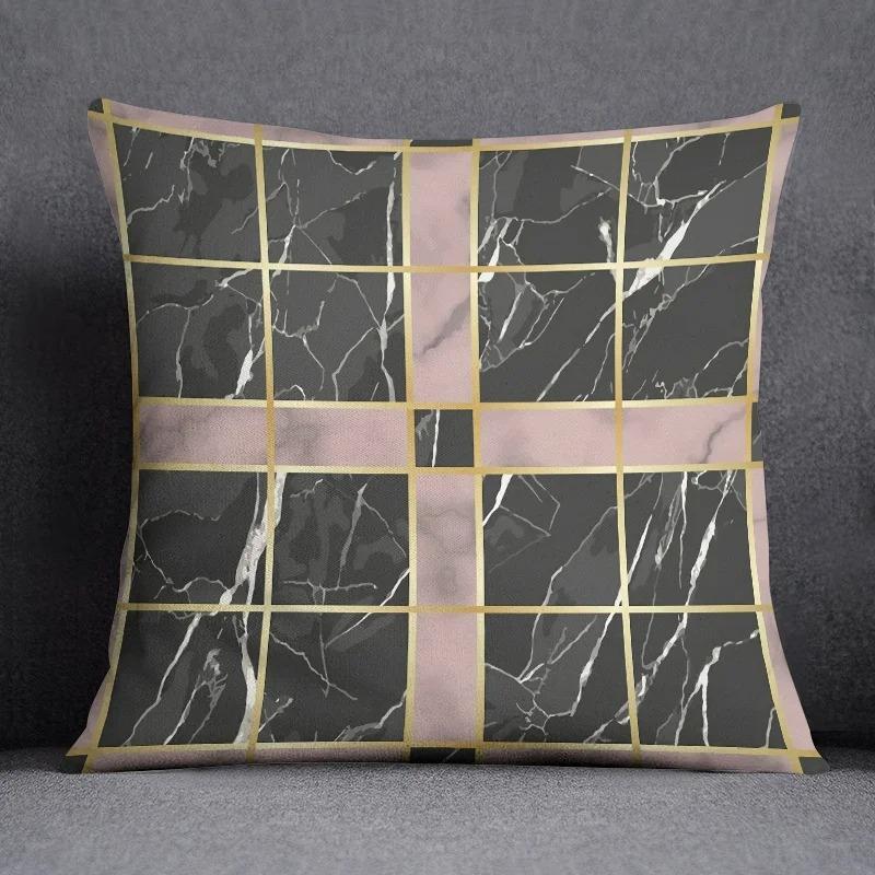 Nordic Luxury Geometric Texture Print Pillowcase Home Bedroom Room Decoration Office Seat Living Room Sofa Cushion Cover 45X45Cm