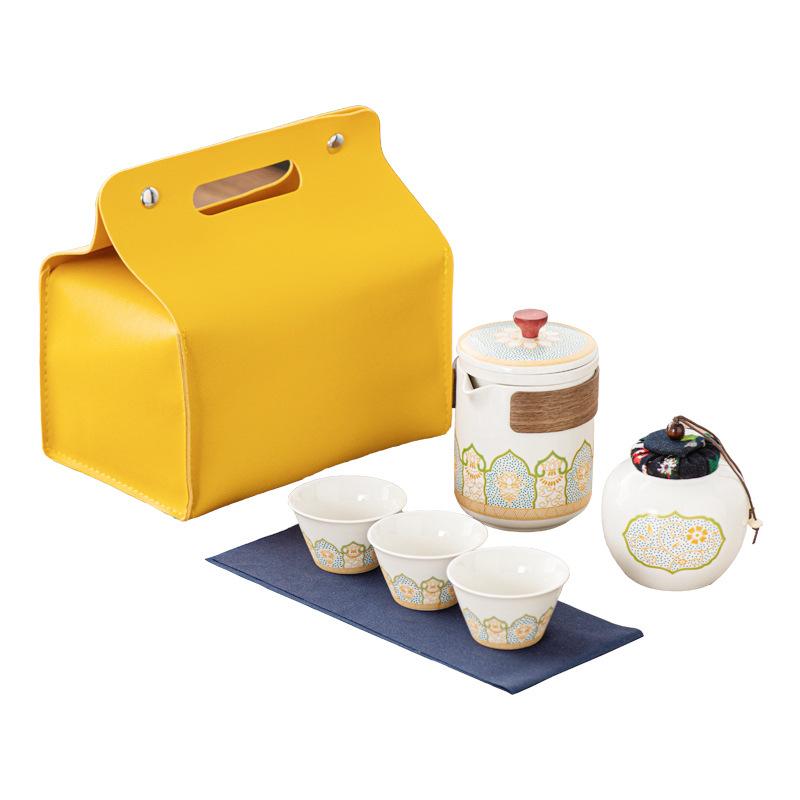 Travel Tea Set Portable Kung Fu Tea Set Small Set Outdoor Teapot Kuaike Cup Mid-Autumn Festival Gifts