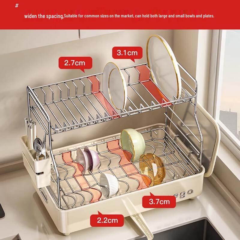 Yingbai Double-Tier Aluminum Countertop Dish Drying Rack