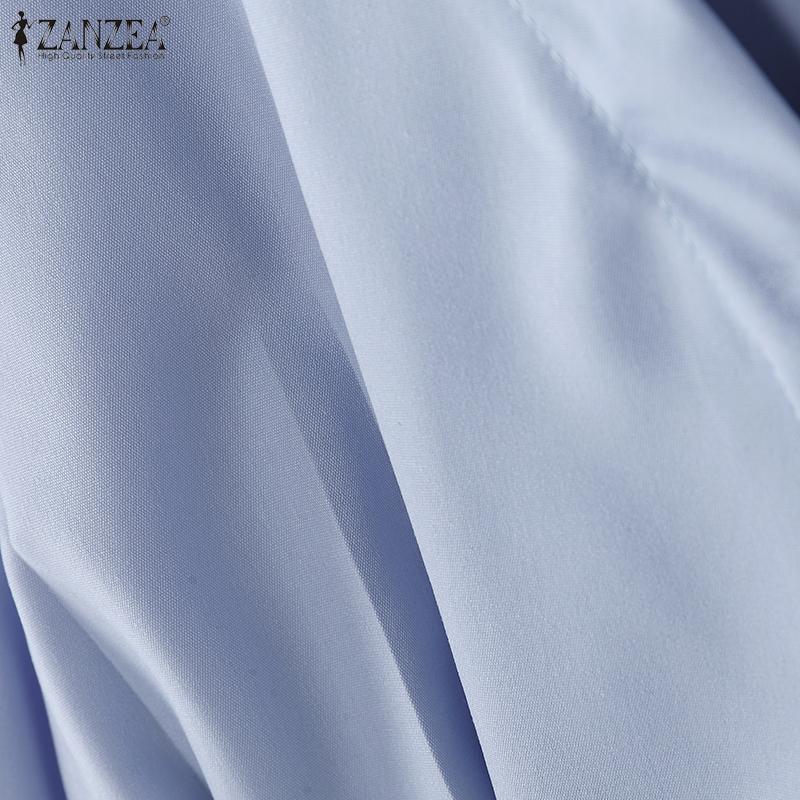 ZANZEA Women Turn Down Collar Summer Casual Short Sleeve Blouse