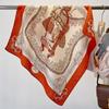2024 Luxury Animals Floral Print 70cm Cotton Velvet Square Scarf for Women Soft Neckerchief Lady Hijab Neck Tie Hair Headbands