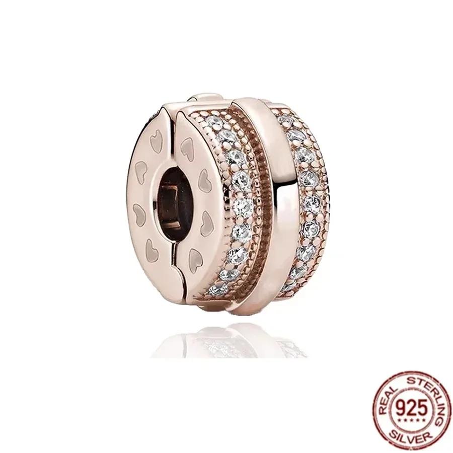 Starfish Shell Clip Charms Heart & Pavé Clip Fit Original Copper Beads For Women Necklace Bracelet Diy Jewelry Gift