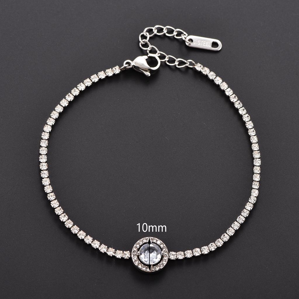 2mm Sparkly Stainless Steel Cubic Zirconia Tennis Bracelet for Women Rhinestone Charms Hand Chain Crystal Bangle Metal Jewelry