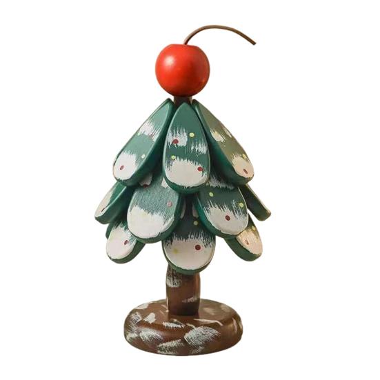 Christmas Tree Trivet for Hot Dishes Solid Wood Heat Resistant Pot Holder Folding Festive Table