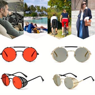 1 STÜCKE Steampunk Runde Sonnenbrillen mit Metallrahmen Mode Retro Männer Klassische Runde Sonnenbrillen Shades Schutz Sonnenbrille