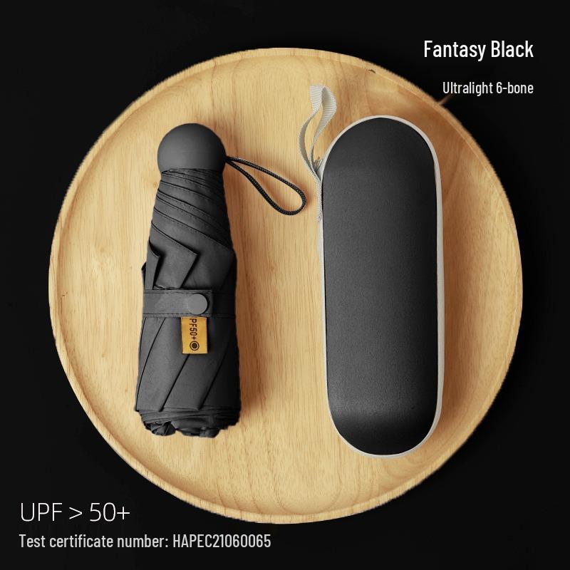 Ultra-Light Black Capsule Umbrella: Sun and Rain Protection