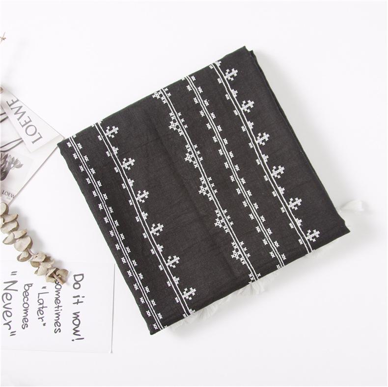 

Пасторальный весенне-летний шарф из хлопка и льна : Солнцезащитная шаль для путешествий для женщин с цветочным принтом 180*90 cm