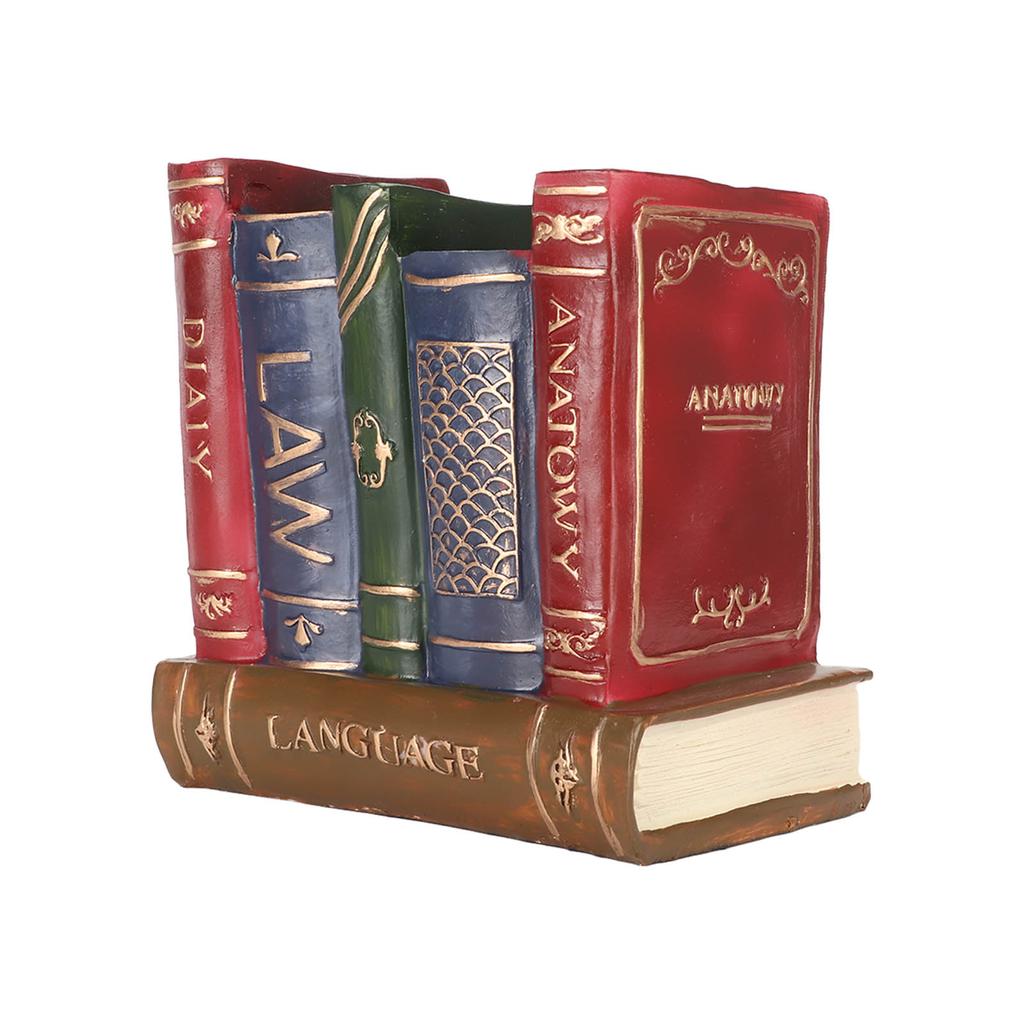 Book Shaped Pen Holder 2 Compartments Retro Style Thick Multi Purpose Desk Pen Holder for Family