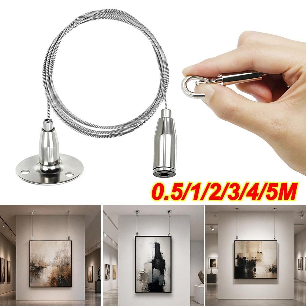 1Pcs Adjustable Spring Hook Wire Rope Suspension Kit for Lighting Fixtures and Picture Decoration