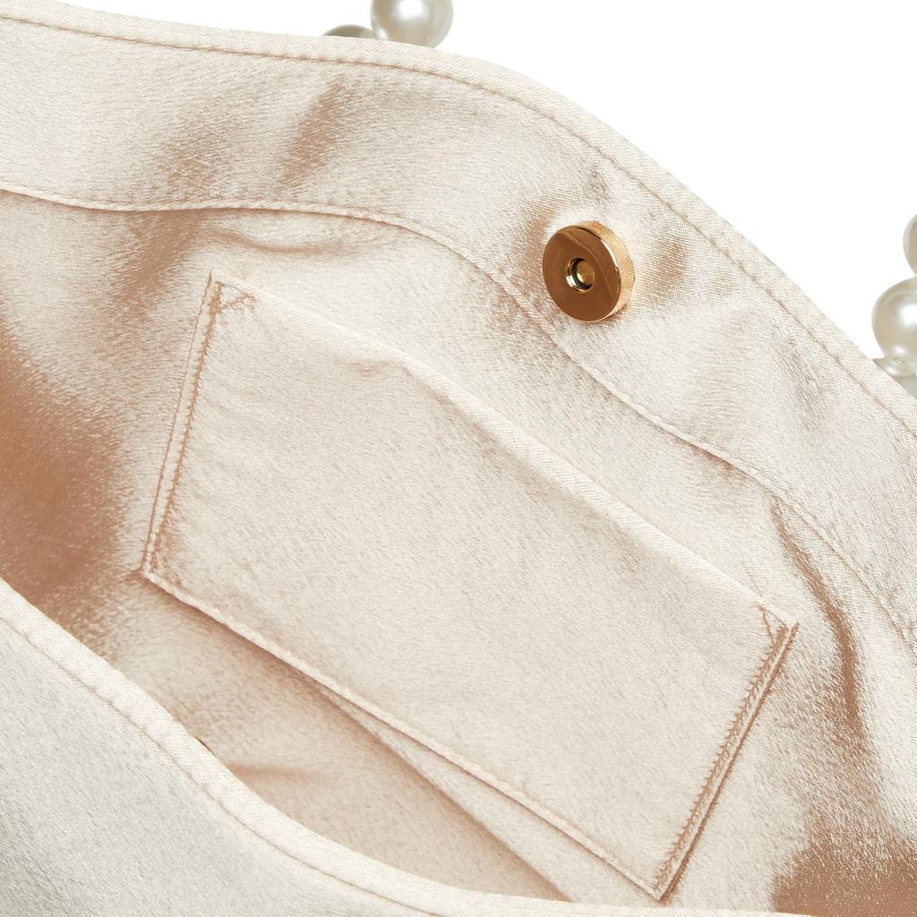Cuco Women's Pearl Handle Handbag, A4 Size, Beige (300)