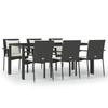 VidaXL Ensemble à manger de jardin coussins 7pcs Noir Résine tressée, ensemble de salle à manger, ensemble de salle à manger 3157955