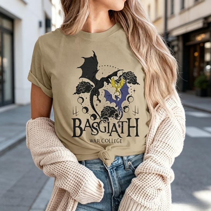 Fourth Wing Basgiath War College Dragon Rider T Shirt Unisex Unisex Fantasy Book Lover Graphic Tee Casual Short Sleeve Tops Cotton