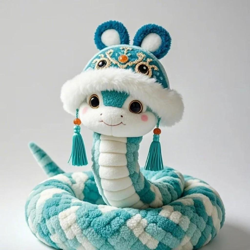 Of Year The Snake Mascot Blue Plush Toy Cartoon Stuffed Doll Decoration Gift
