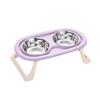 1PC Foldable Stainless Steel Pet Bowl Cat Food Bowl Cat Bowl Dog Food Bowl Neck Protection High Foot Double Bowl