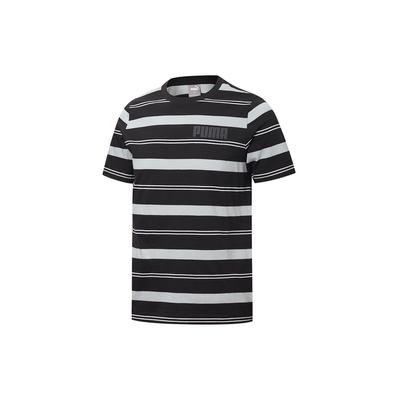 Modern Striped Sports Crew Neck T-Shirt Men Tops Black 845576-01