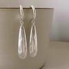 ANENJERY Geometryczne matowe długie kolczyki w kształcie kropli wody, nieregularne, wklęsłe, dla kobiet, wysokiej klasy, modne, proste, spersonalizowane kolczyki, biżuteria, prezenty