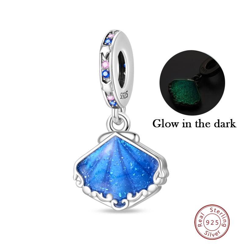 Summer Ocean Series 100% Copper Blue Luminous Jellyfish Seashells Fish Charms Beads Fit Qikaola Bracelets Jewelry