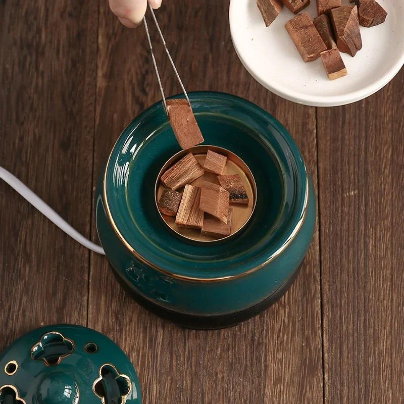 FY Elektrische Wierookbranders 110V/220V Plug-in Sandelhout OUD Wierookvat , Getimed Temperatuur Keramische Essentiële Olielamp