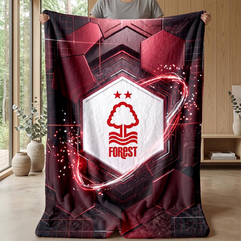 Coperta in Flanella con Stampa Calcio Nottingham Forest, Coperta Morbida Calda Leggera per Divano Letto Campeggio