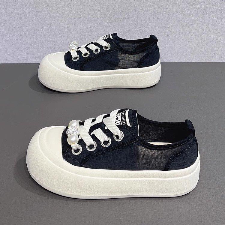 

Mesh breathable single shoes women s 2025 summer new thick-soled big head ugly cute bread shoes women s fashion casual white shoes 40