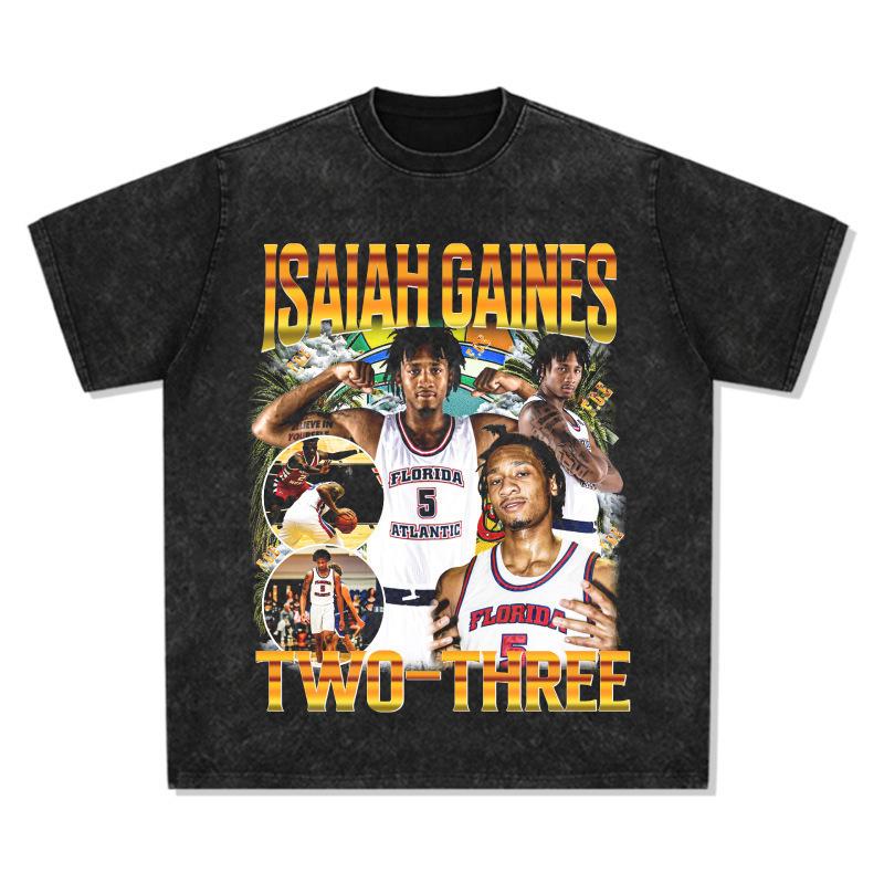Vintage Isaiah Gaines Isaiah Print Short Sleeve T-Shirt Washed Heavy Pure S промывают черный