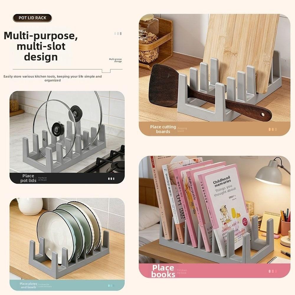 Durable Kitchen Storage Rack 6 Grids Pots Lids Organizer Rack Kitchen Pot Lid Holder