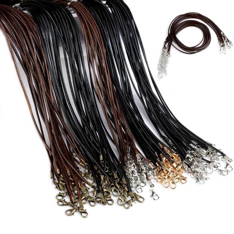 100pcs 1.5/2mm Leathers Adjustable Braided Rope Necklace Pendant Charm Findings Lobster Clasp String Cord Jewelry Making