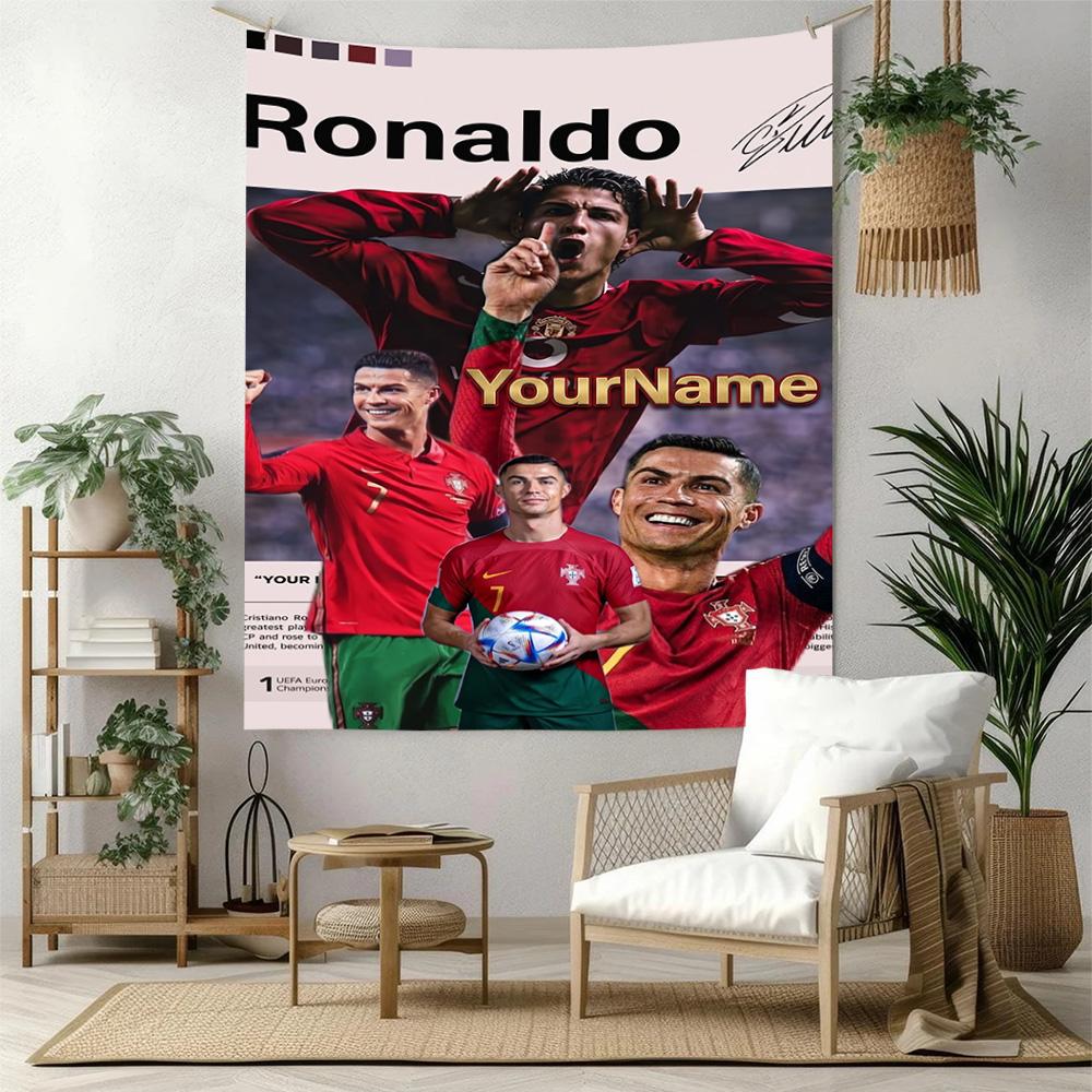 Cristiano Ronaldo Custom Jouw Naam Muurdecoratie Wandkleed Kunst Voor Huisdier Herdenking Verjaardag Bruiloft Feest Achtergrond Familiecadeau