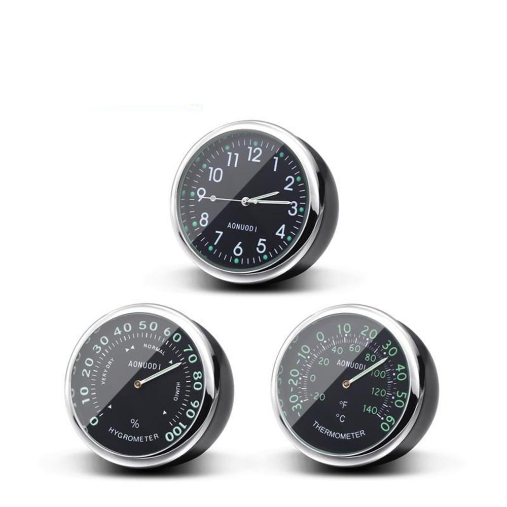 Waterproof Car Dashboard Panel Luminous Clocks + Thermometer + Hygrometer 3 In 1 Kit Motorcycle Bike Boat Mini Watches Ornament