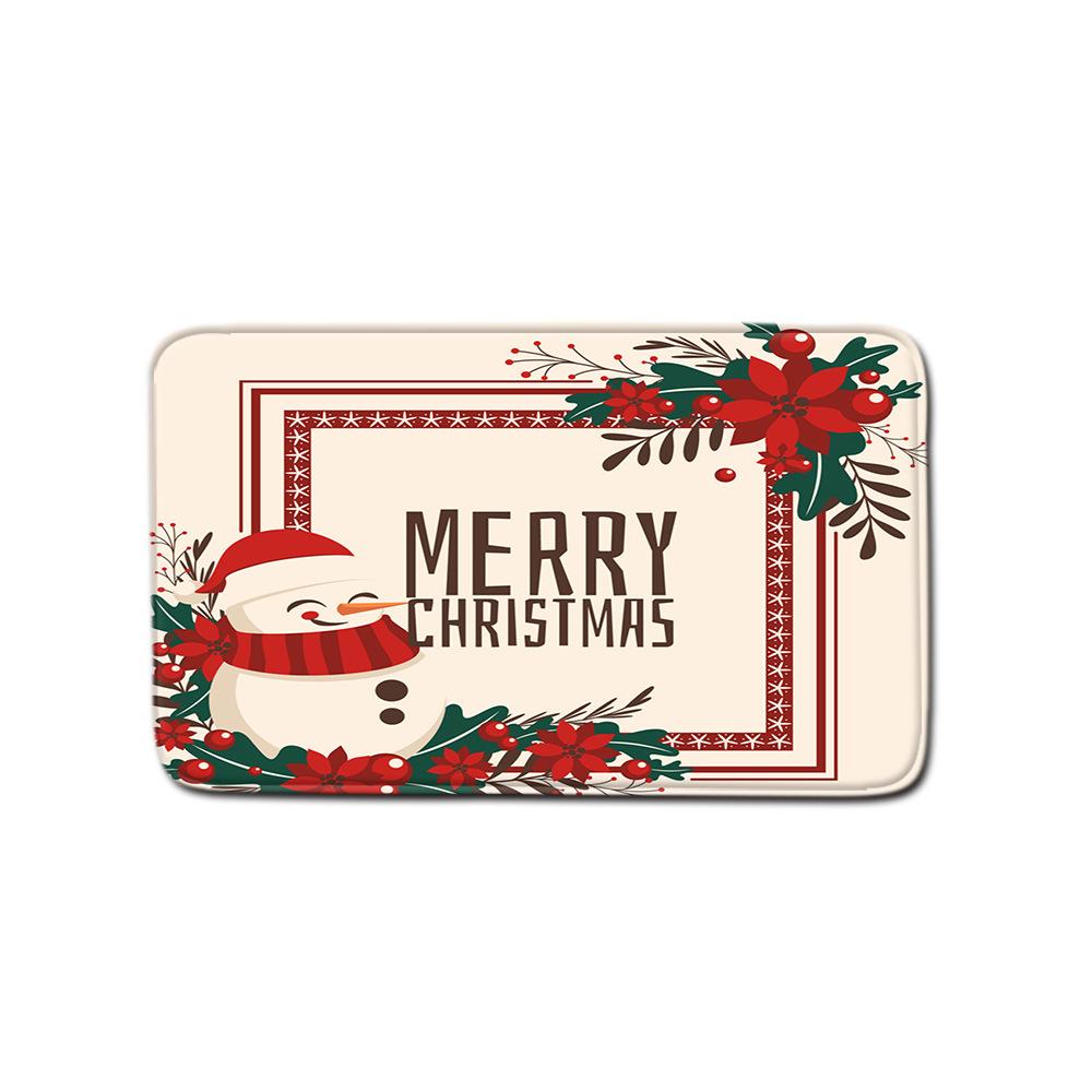 Christmas Toilet Seat Shower Curtain Four-Piece Printed Floor Mat Set Bathroom Floor Mat Bedroom Absorbent Door Mat Carpet