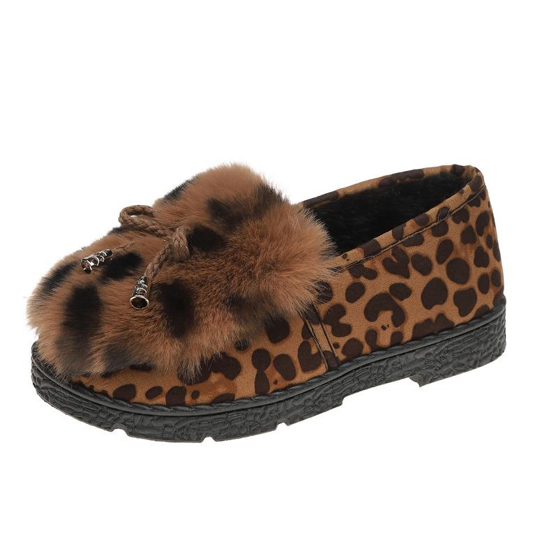 Hot Sale Women's Shoes One Kick Women's Flats Winter Round Toe Plush Fleece for Warmth Solft Sole Casual Comfortable Flats Shoes