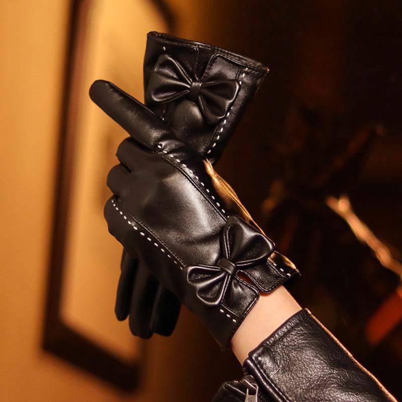 

Spot leather gloves women s 2025 fleece thickened outdoor warm and cold-proof, windproof and cold-resistant One size fits all чорний