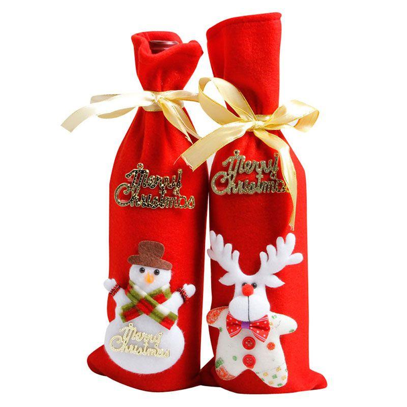 Festive Santa Wine Bottle Bag Cover For Merry Christmas Dinner Party Decor