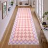 Corridor Carpet Yellow Green Plaid Runner Rug Machine Washable Floor Mat Home Decoration Long Rug For Bedroom Bedside Rugs