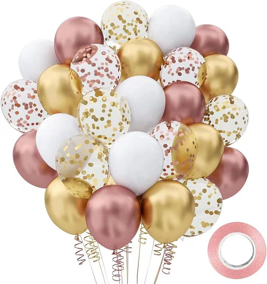 12-Inch Confetti Sequined Balloon Set 60 Birthday And Valentine'S Day Party Decorative Balloons