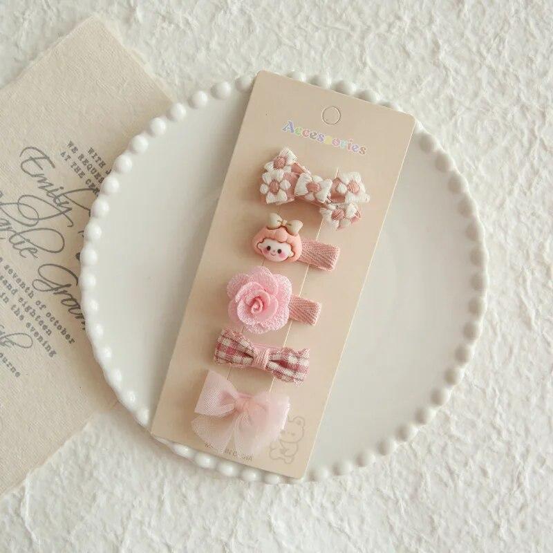 5Pcs Baby Hair Pins for Girls Gift Korean Bear Bunny Kids Hair Accessory Bows Flower Princess Children Girl Hairclip