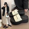 Thick-soled letter-word slippers for women's new small people, increased height and lightness, simple sandals with one pedal
