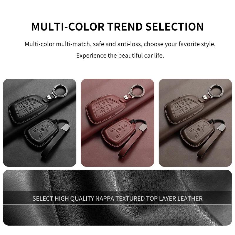 Leather Car Key Case Cover For Cadillac CT4 CT5 ATS CT6 CTS DTS XT5 Escalade ESV SRX STS XTS  XT4 28T ELR  Car Key Accessoires