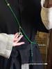 108-Bead Green Tassel Necklace - Long Chinese-Style Sweater Chain Accessory