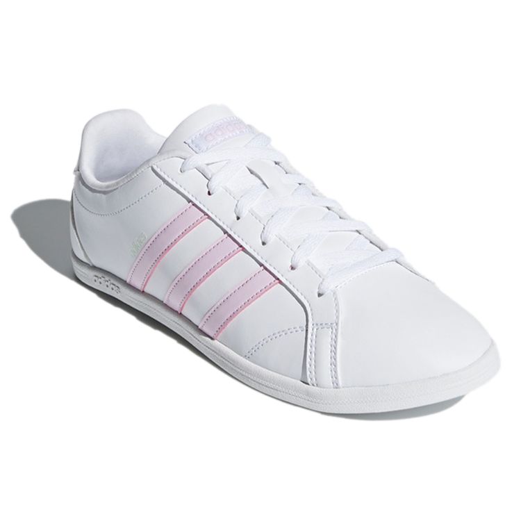 Adidas Neo Coneo Qt Synthetic Leather Durable Low-Top Skate Shoes Women Sneakers White Pink DB0132