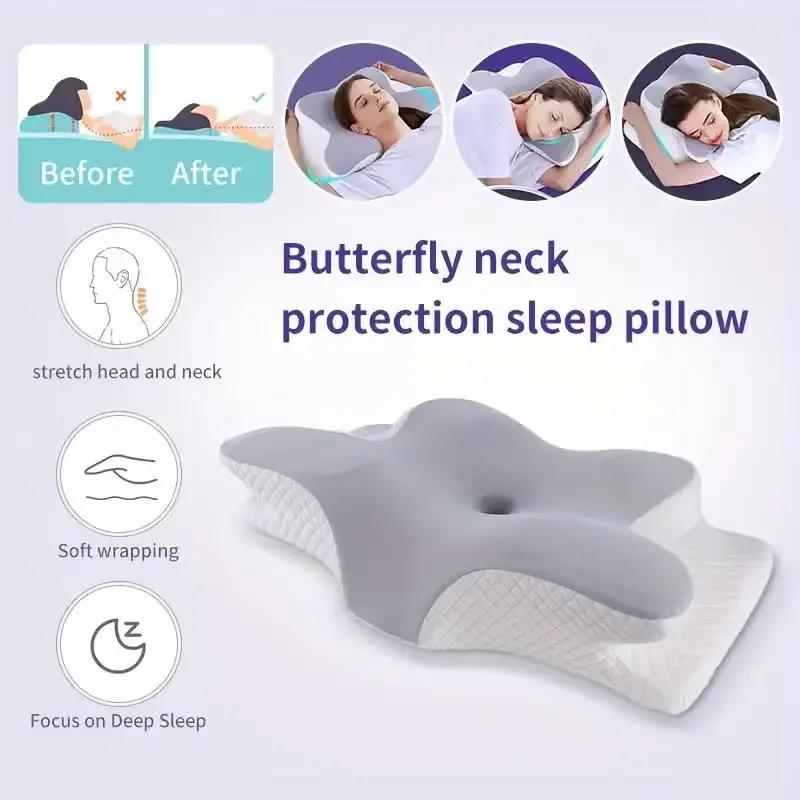 Summer Cooling Memory Foam Neck Pillow Cervical Support Neck Pain Relief Breathable Contour for Side Back Stomach Sleepers