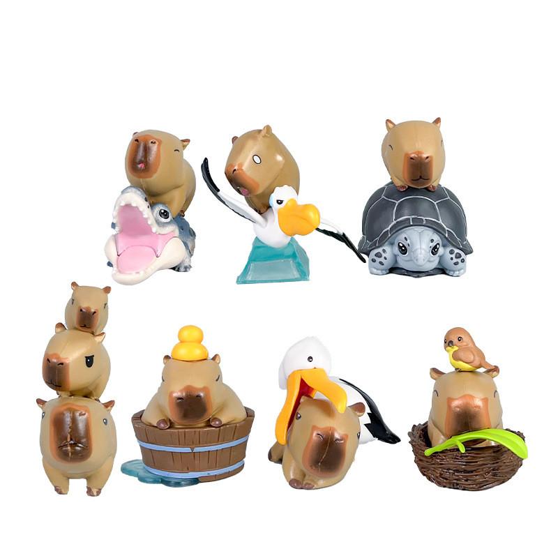 Capybara Crocodile With Turtle Pvc Action Figures Model Toy Doll Decoration Gift