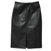 Women Faux Leather Midi Pencil Skirt, High Waist Slim Bodycon Skirt, Front Split Wrap Skirt, Spring Fall Party Commuter Sheath Skirt for Ladies