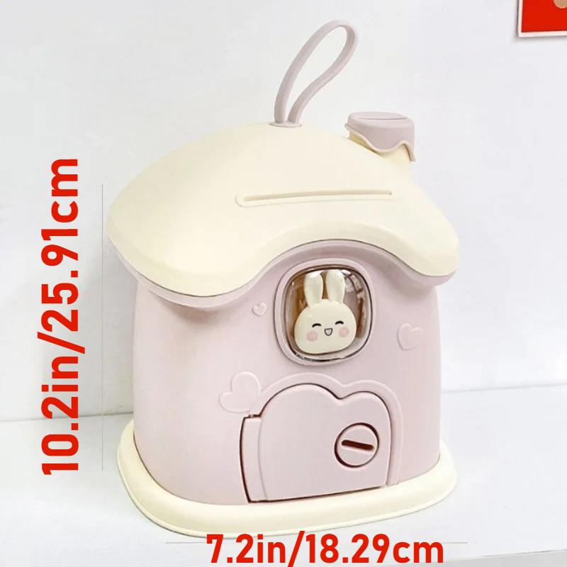 Sparschwein für Kinder mit Schlüsseln Mädchen Geldsparbank mit 3D DIY Cartoon-Aufkleber Pilz Sparschwein Münzbank Geschenk für Jungen