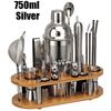 Set Shaker Cocktail da 23 Pezzi Regalo Perfetto, Kit Bartender Con Supporto Ovale in Bambù Staccabile, Strumenti per Bar Casalingo Acciaio Inossidabile