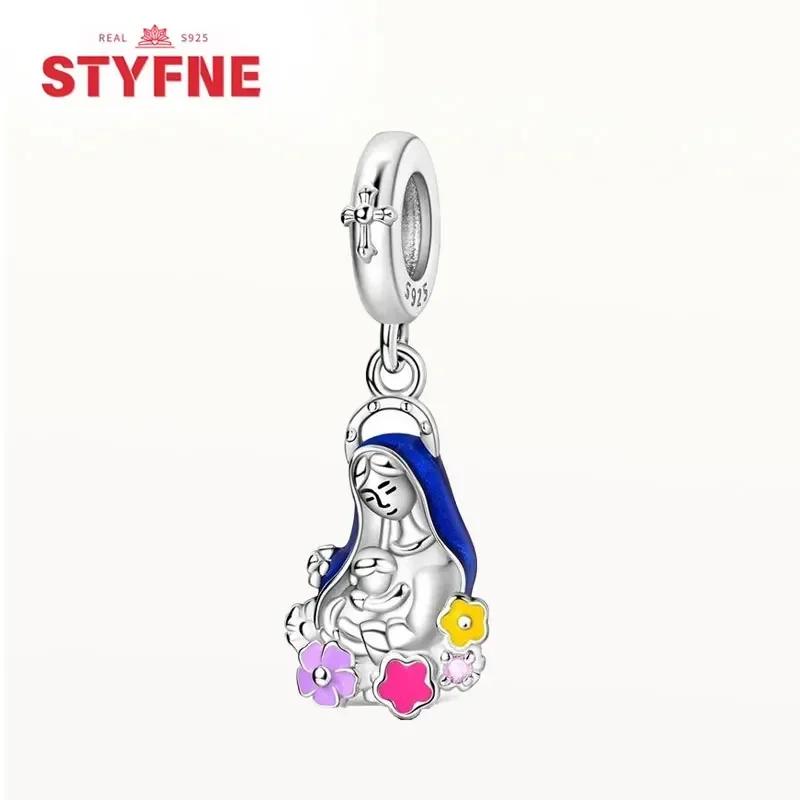 Real Copperour Lady Charm Bead The Virgin Mary Dangle Fitoriginal Bracelet Fine Jewelry Diy Gift For Women
