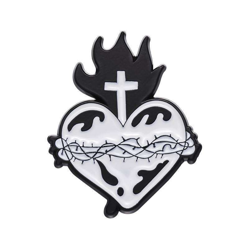 Spille Smaltate Croce di Gesù Personalizzate Corona di Spine Brooches Cristiani Distintivi da Giacca Gioielli Gotici Regalo per Amici