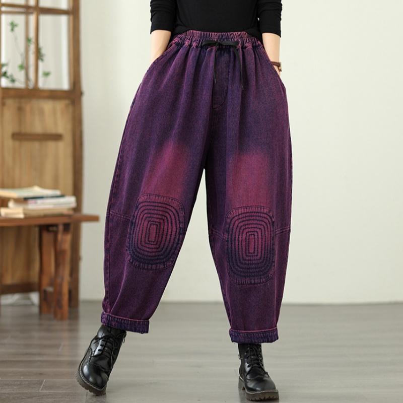 Plus size Vintage s vysokým pasem ležérní volné Dámské jarní podzimní džíny denim harémky