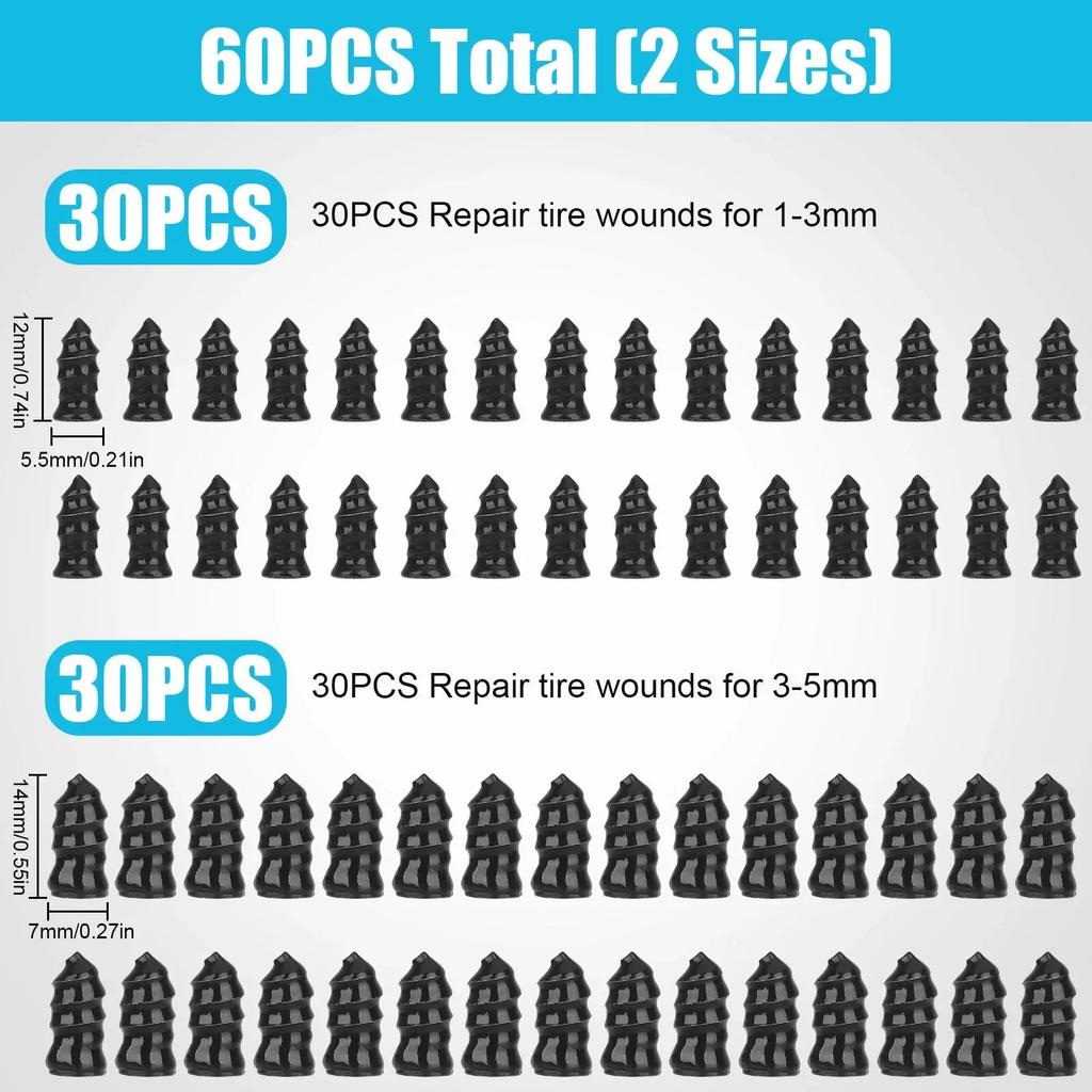 10-60PCS Tire Puncture Repair Kit Tire Plug Vacuum Tire Repair Kit Tire Plugs Bikes Tire Repair Kit for Mountain Bikes