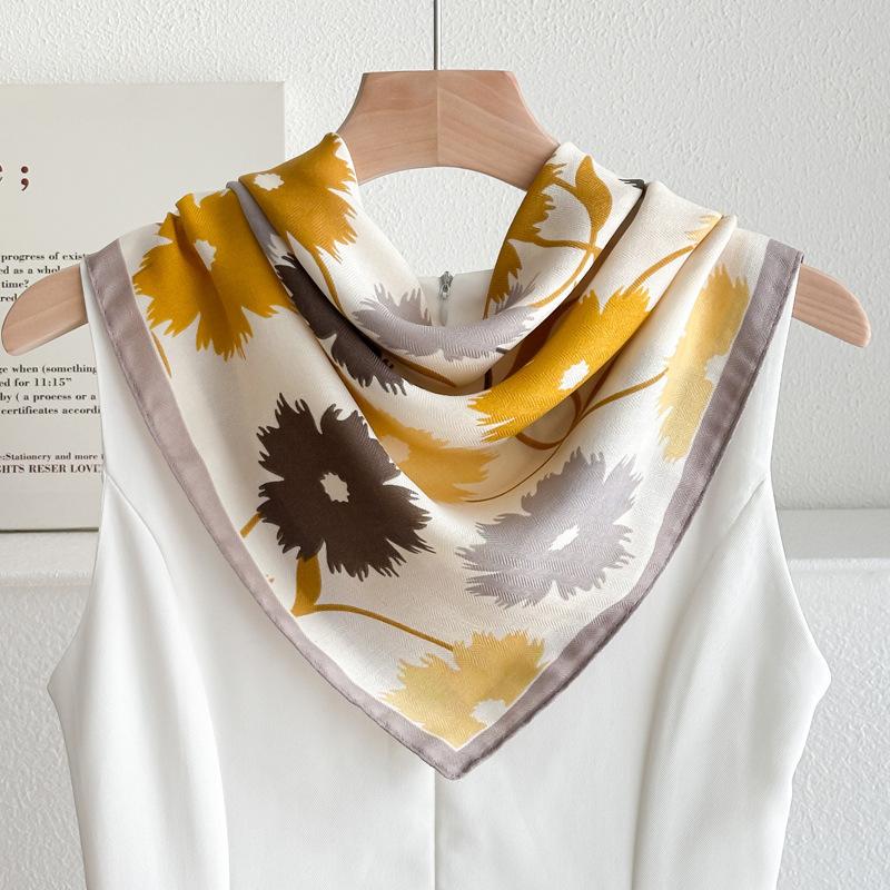 Chessboard Plaid 71CM Cotton and Linen Silk Scarf Small Square Scarf Women's Spring and Autumn Summer Thin Scarf Scarf Linen Headscarf Belt